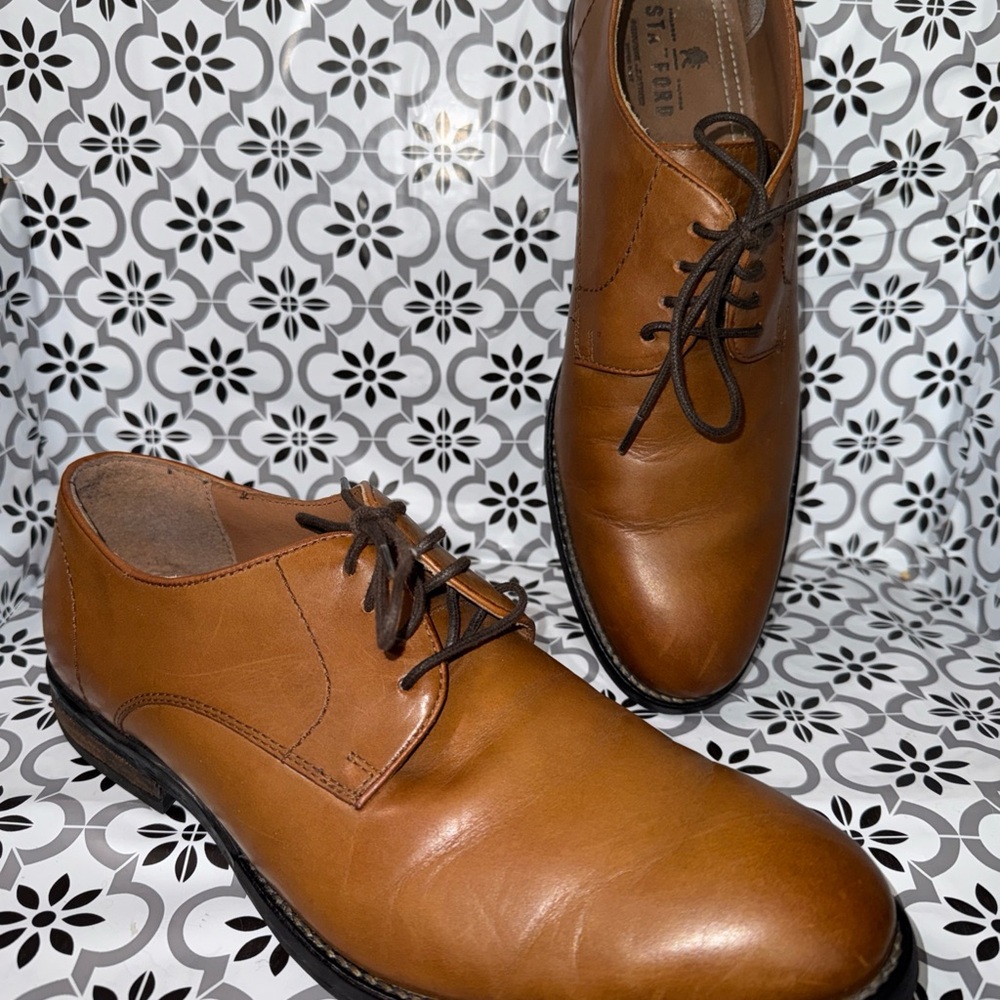 Stafford brown Tan Leather Men's lace up Oxfords Sz 11 M